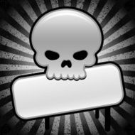Silver shiny skull with sign - vector