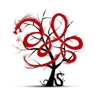 Art tree with dragons for your design