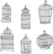 vector silhouettes of bird cages