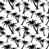 Seamless pattern with coconut palm trees in black and white N4