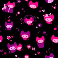 Cute seamless kitten background N2