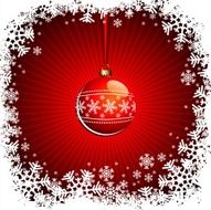 Christmas illustration with red ball and snowflakes