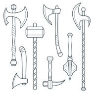 vector cold weapons outline set N2
