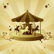 Carousel in gold and tan color