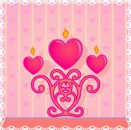 invitation card love heart candle candlestick