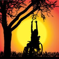 Vector silhouettes of people in a wheelchair N63