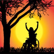 Vector silhouettes of people in a wheelchair N64