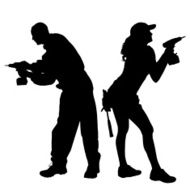 Vector silhouette of a people N357