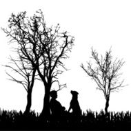 Vector silhouette of a woman N2095