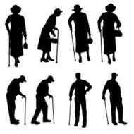 Vector silhouette of old people N229