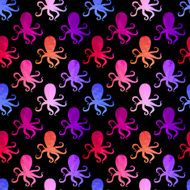 seamless pattern with octopus and fishes Colorful mosaic backdr N4