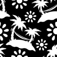 Seamless pattern with coconut palm trees hammock sun N4