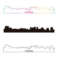 Halifax skyline linear style with rainbow