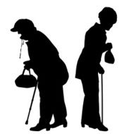 Vector silhouette of old people N235
