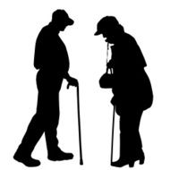 Vector silhouette of old people N236