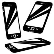 Vector smartphone silhouettes on white background