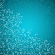 white contour cornflowers on turquoise background
