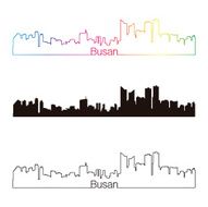 Busan skyline linear style with rainbow