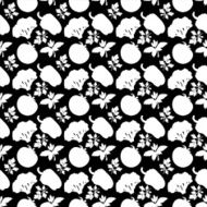 Seamless pattern with silhouettes vegetables and leafs