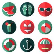 Flat summer icons set