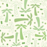 Coconut palm tree silhouette and outline seamless pattern N4