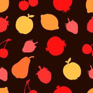 Seamless pattern with silhouettes fruits and berries N2