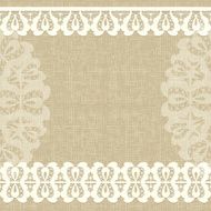 vector Card with a white lace Linen canvas Floral Background N2