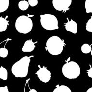 Seamless pattern with silhouettes fruits and berries N3