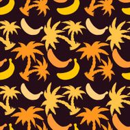 Seamless pattern with coconut palm trees and bananas N6
