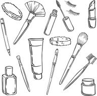 Vector silhouettes of various cosmetics N4