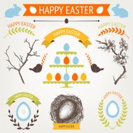 Vector collection of retro Easter icons N2