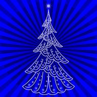 Christmas tree on blue