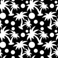 Seamless pattern with coconut palm trees in black and white N5