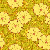 abstract yellow flowers seamless pattern