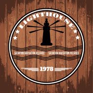 Label with lighthouse and text vector