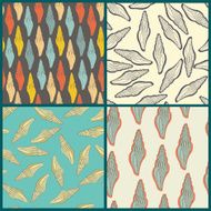 Perfect collection of 4 seamless patterns with seashells