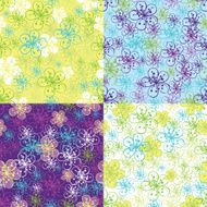Cherry Flowers background in cool colours Spring Seamless pattern