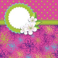 Spring Design template Cherry flowers background and polka dot N2