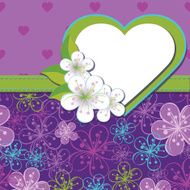 Spring Design template Cherry flowers background and heart N2