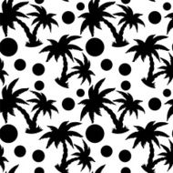 Seamless pattern with coconut palm trees in black and white N7