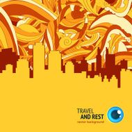 City at waves sky background