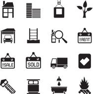 Silhouette Real Estate and building icons N3