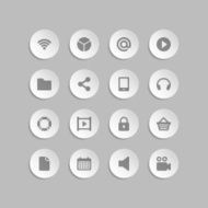 Web site vector icons set bend paper effect N24