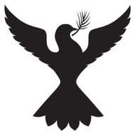 Silhouette dove with branch