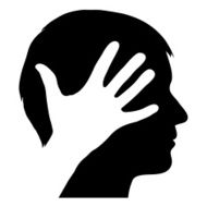 Male silhouette with hand