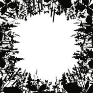floral frame from silhouettes of flowers and grass N2