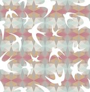 Seamless texture with the swallows and triangles N2