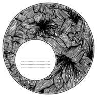 monochrome vector frame from graphic fantastic flowers