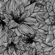 seamless monochrome vector pattern from graphic fantastic flowers N2