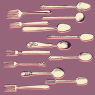 set of different spoons and forks